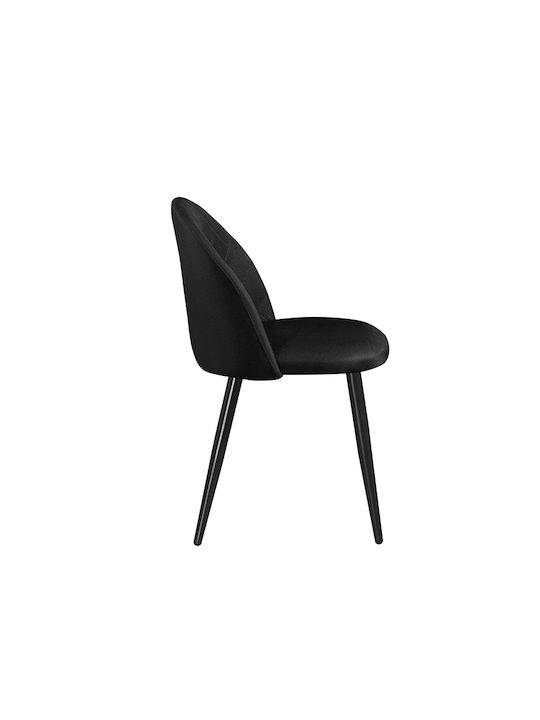 Rio Dining Room Fabric Chair Black Velvet-Black Metal 47x53.5x49cm