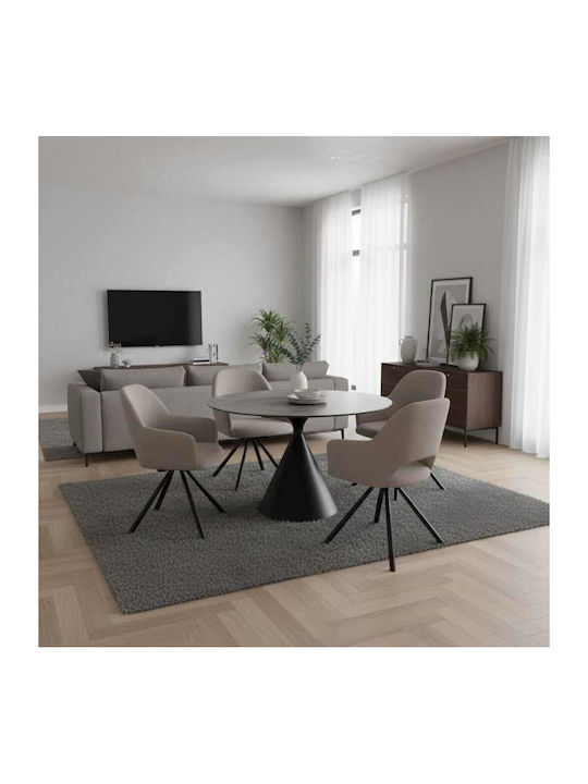 Gabriel Dining Room Fabric Chair Light Beige 58x60x85cm