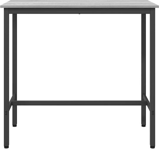 Square Wooden Bar Table with Grey Metal Frame 100x50x90.5cm
