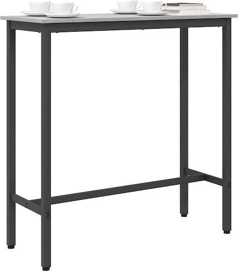 Square Bar Table Wooden with Metal Frame Grey 100x40x100.5cm