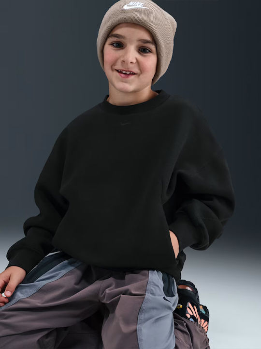 Fleece Kinder-Sweatshirt mit Taschen Schwarz