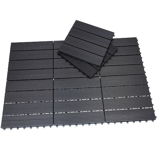 Bakaji Terrassendiele für Gartenboden aus WPC 30x30cm 11Stück
