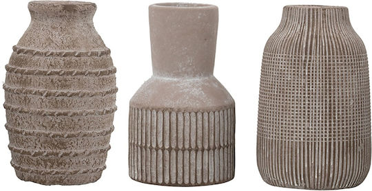 Artekko Σετ Βάζα Τσιμεντένια Καφέ Φ9.5xΥ15cm 3τμχ