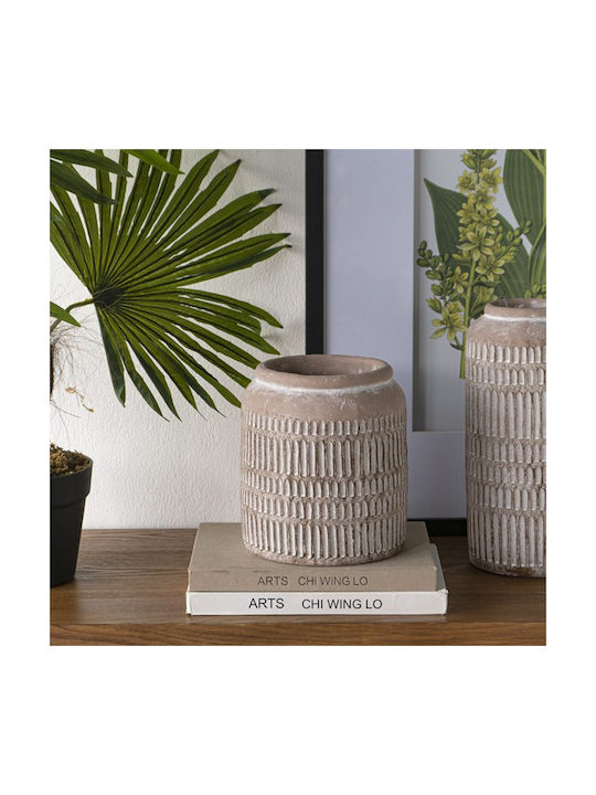 Artekko Διακοσμητικό Βάζο Τσιμεντένιο Μπεζ Φ18xΥ20cm