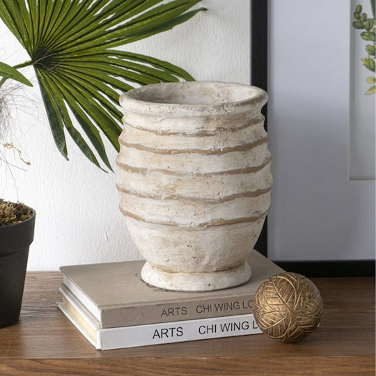 Artekko Διακοσμητικό Βάζο Τσιμεντένιο Μπεζ Φ18xΥ23cm