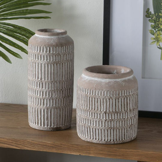Artekko Διακοσμητικό Βάζο Τσιμεντένιο Μπεζ Φ18xΥ20cm