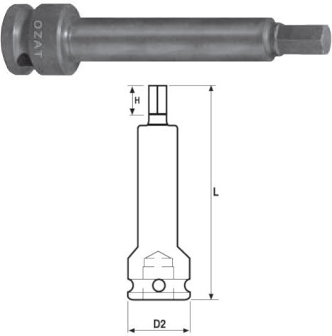 OZAT Căpăcel Pneumatic - Pneumatic Pătrat cu Patrat de Prindere HEX, 1/2" 1buc