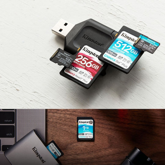 Kingston Canvas Go Plus microSDXC 64GB U3 V30 A2 UHS-I 200MB/s с адаптер