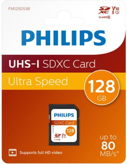 Philips SDXC 128GB U1 V10 Standard-Geschwindigkeit 80MB/s