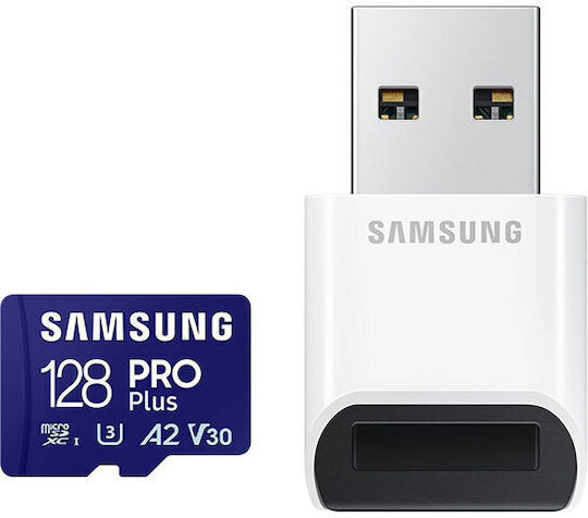 Samsung Pro Plus (2023) microSDXC 128GB U3 V30 A2 UHS-I 180MB/s с USB четец