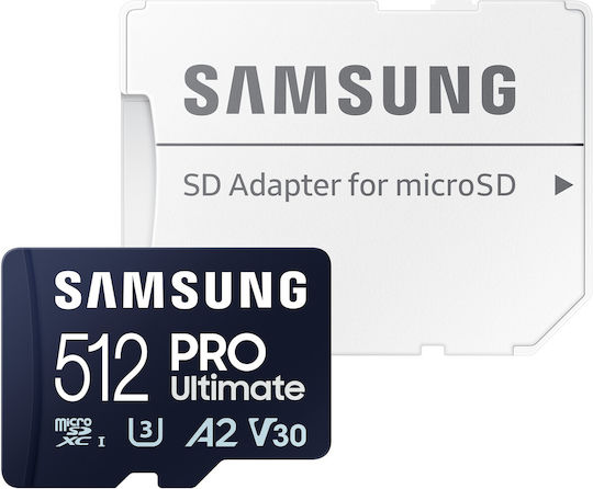 Samsung PRO Ultimate microSDXC 512GB U3 V30 A2 UHS-I 200MB/s с адаптер