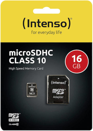 Intenso microSDHC 16GB Class 10 High Speed 20MB/s with Adapter