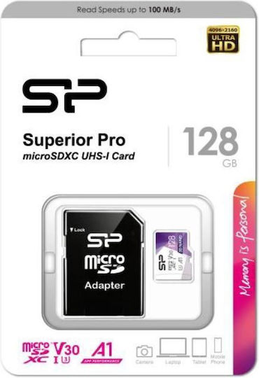 Silicon Power Superior Pro microSDXC 128GB U3 V30 A1 UHS-I 100MB/s με αντάπτορα