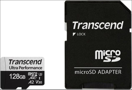 Transcend 340S microSDXC 128GB U3 V30 A2 UHS-I 160MB/s Memory Card with Adapter