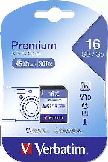 Verbatim Premium SDHC 16GB U1 High Speed 10MB/s