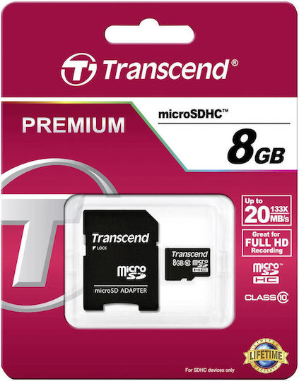 microSDHC 8GB Class 10 High Speed με αντάπτορα