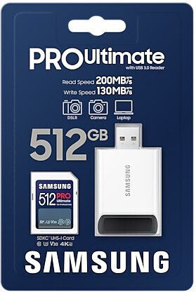 Samsung Pro Ultimate SDXC 512GB U3 V30 UHS-I 200MB/s με USB Reader