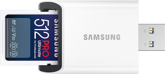 Samsung Pro Ultimate SDXC 512GB U3 V30 UHS-I 200MB/s με USB Reader