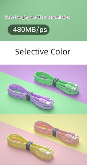 USB 2.0 Cable USB-C male - USB-A Ροζ 1m 100311