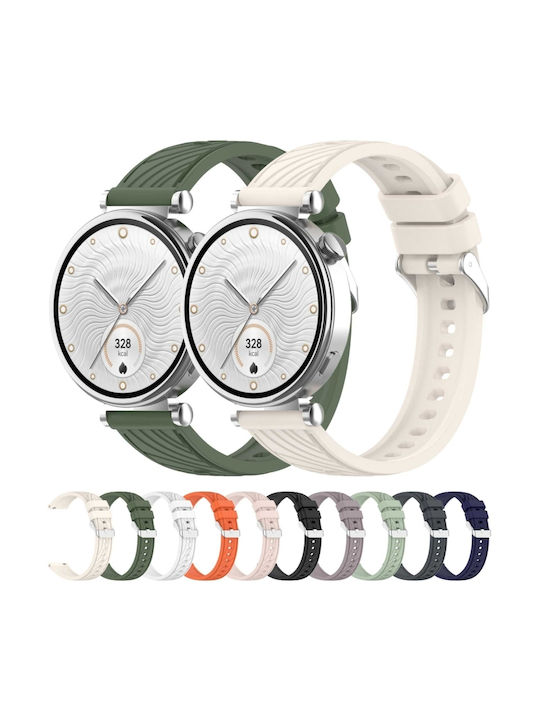 Watch Strap Silicone Huawei Watch GT 4 41mm Stripe Texture 18mm White