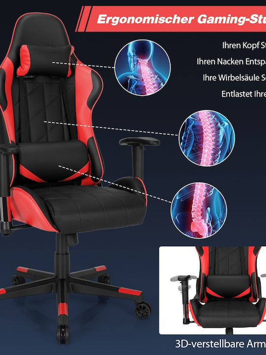 Costway CB10299RE Gaming Chair with Adjustable Arms Red