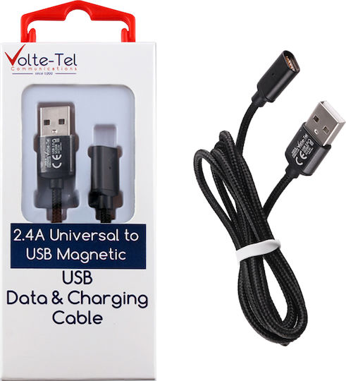 Volte-Tel Braided / Magnetic USB 2.0 to micro USB Cable Μαύρο 1m (8228285)