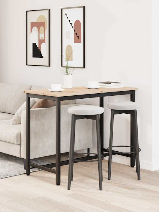 Table Kitchen Wooden with Metal Frame Coffee 100x50x77cm