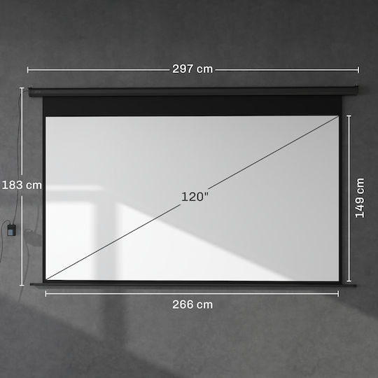 Οθόνη Προβολής Projector για Τοίχο/Οροφή Μορφή με Λόγο Εικόνας 16:9 266x149cm / 120"