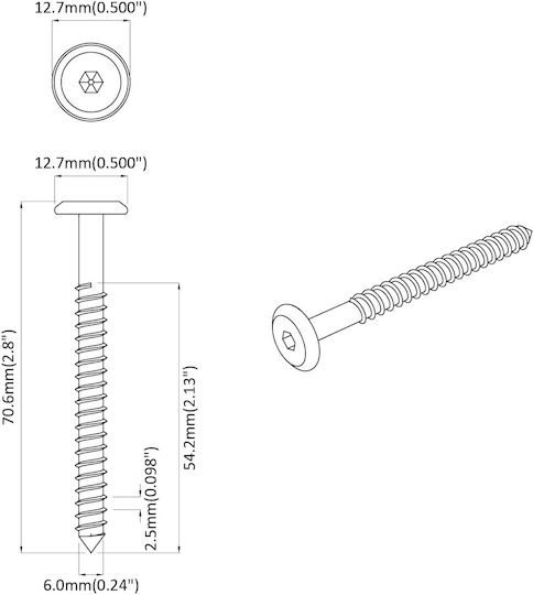 vidaXL Wood Bolts Hexagon with Length 6mm 2pcs