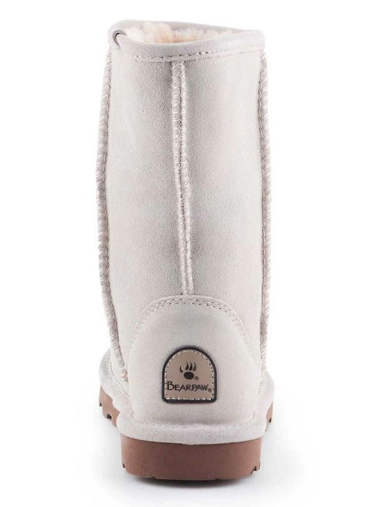 Wildleder Damenstiefel mit Pelz Weiß