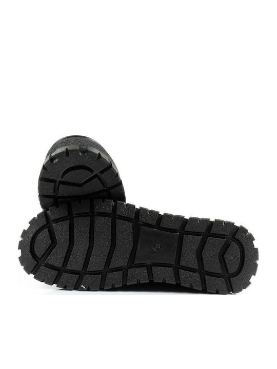 Leder Stiefeletten Damen Schwarz