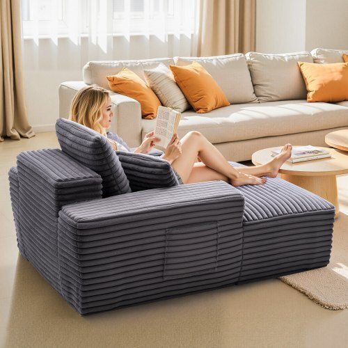 Vielseitiger Sitzsack & Pouf Bett Grau 170x124x70cm