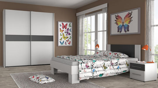 Lilly Bett mit Matratze für 160x200cm Weiße + Anthrazit Lilly Bett mit Matratze für 160x200cm Weiße + Anthrazit