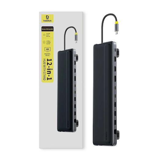 Baseus EliteJoy EH3 USB-C Docking Station με HDMI/DisplayPort 4K PD Ethernet και σύνδεση 2 Οθονών Γκρι
