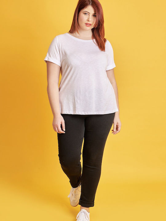 Bluza Damă Bumbac Mâneci Scurte Albă