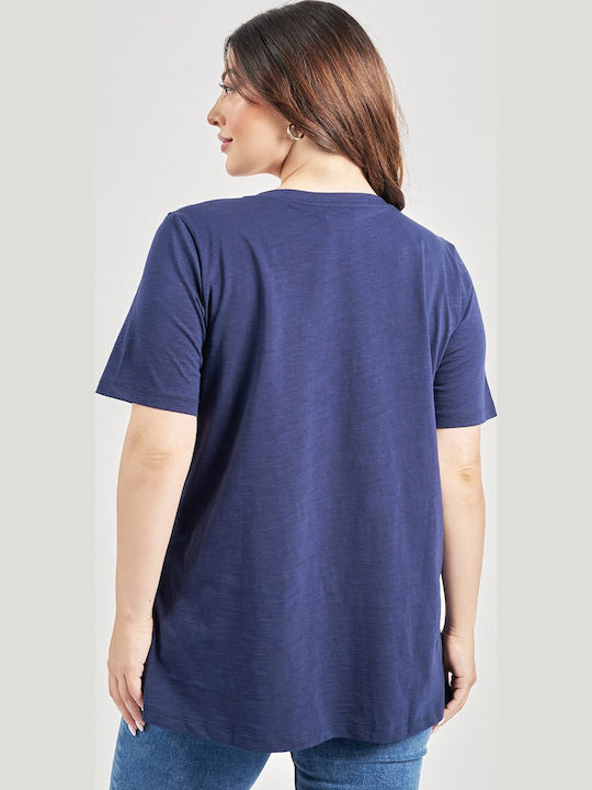 Bluza Damă Bumbac Mâneci Scurte Albastră