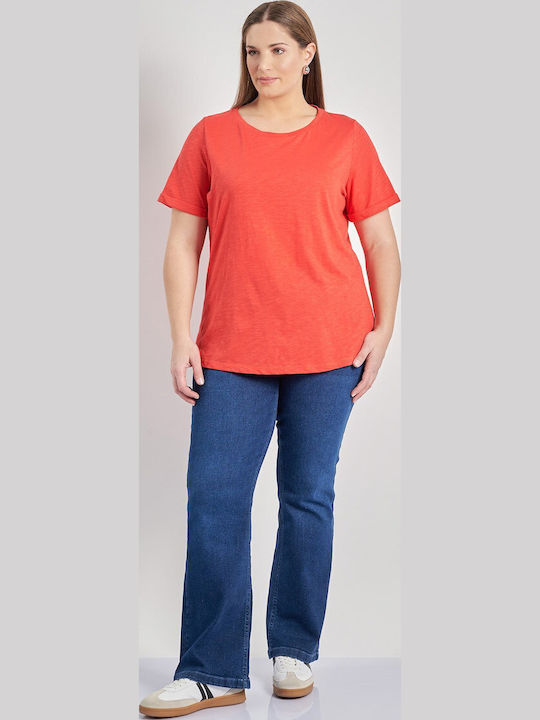 Bluza Damă Bumbac Mâneci Scurte Roșie