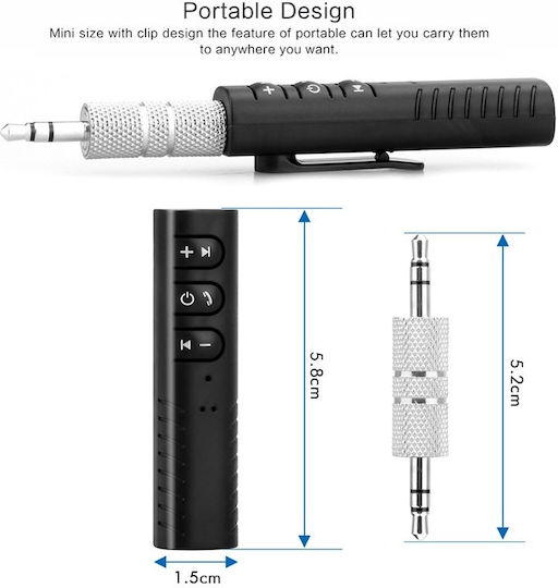 Bluetooth Аудиоприемник 3.5mm Жак Безжичен Автомобилен Клип On Bt2