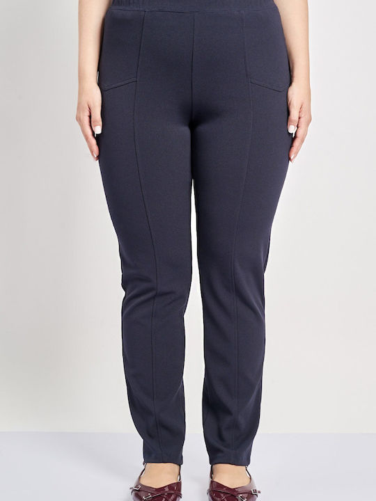 Dama Tesatura Pantaloni cu Elastic cu Croială Slim Albastru