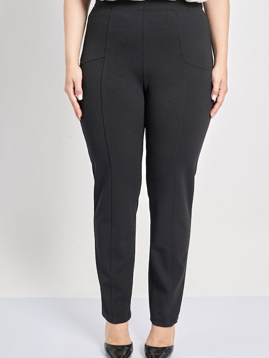 Dama Tesatura Pantaloni cu Elastic cu Croială Slim Negru