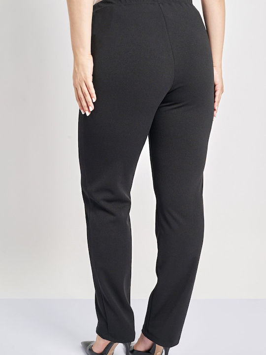 Dama Tesatura Pantaloni cu Elastic cu Croială Slim Negru