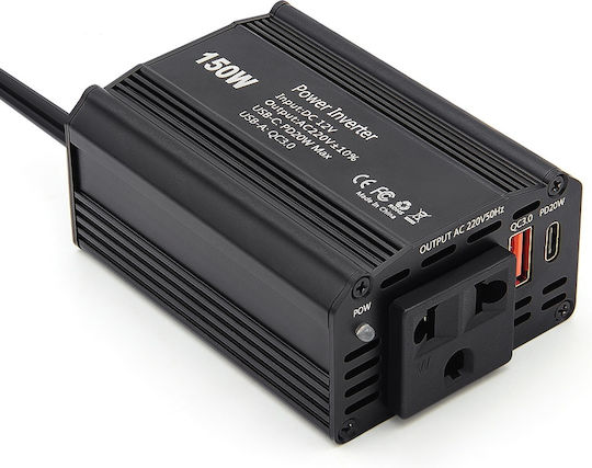Inverter Invertor Auto 150W pentru Convertirea 12V DC în 220V AC
