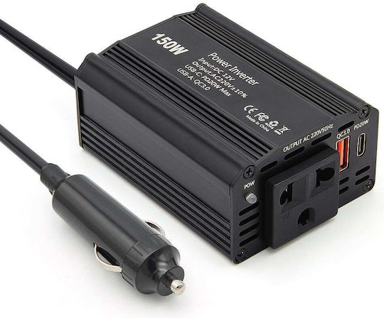 Inverter Invertor Auto 150W pentru Convertirea 12V DC în 220V AC