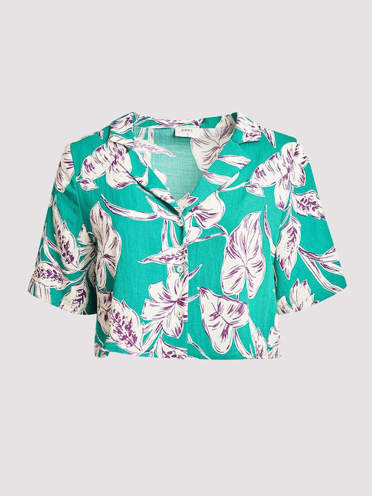 Дълъг ръкав Женска Лен Риза Floral Флорален