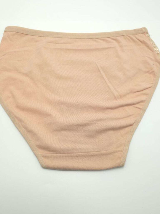 Cotton Women's Briefs with Lace Beige