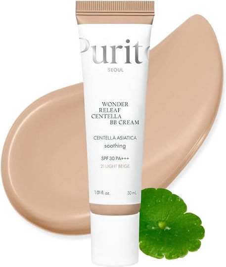 Purito Centella BB 21 Light Beige Κρέμα Προσώπου Ημέρας με SPF30 κατά των Ατελειών & της Ερυθρότητας με Νιασιναμίδη & Πανθενόλη 30ml
