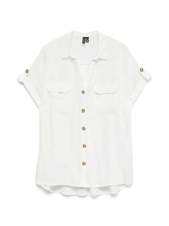 Bumpy Mâneca scurta Femei Denim Cămașă White Monocrom