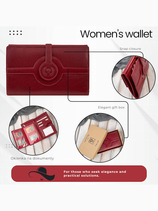 Groß Leder Damen Geldbörse Klassisch mit RFID Rot