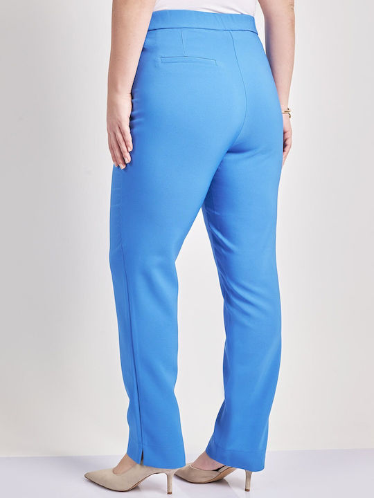 Dama Tesatura Pantaloni cu Croială Slim Albastru