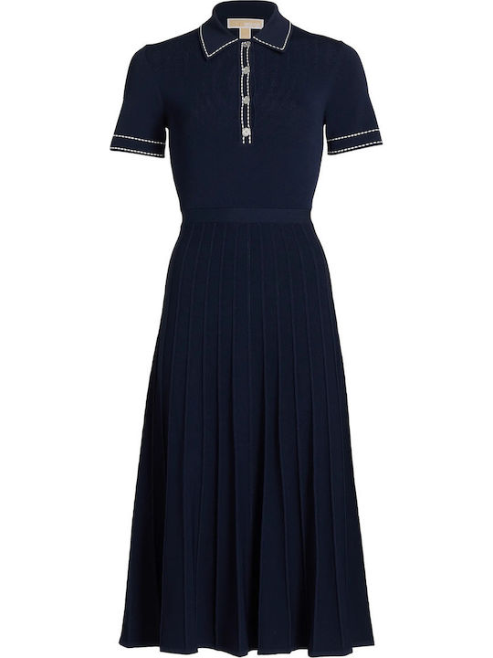 Summer Midi Shirt Dress Navy Blue